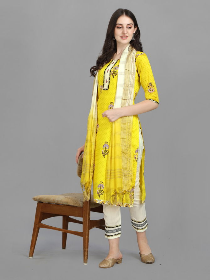 VredeVogel 9222 Yellow Fancy Regular Wear Wholesale Readymade Suits
